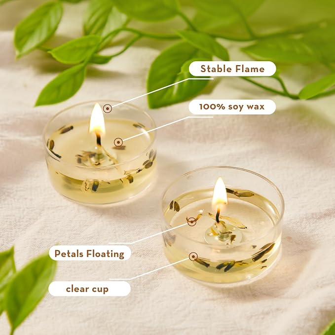 Ashlux 4-Hour Acrylic Lavender Soy Wax Scented Tea Lights, 8 Pack Bulk | 4-Hour Long Burning, Non-Paraffin, Smokeless, Tealight Candles for Weddings, Table Centerpieces, Home Decor & Christmas