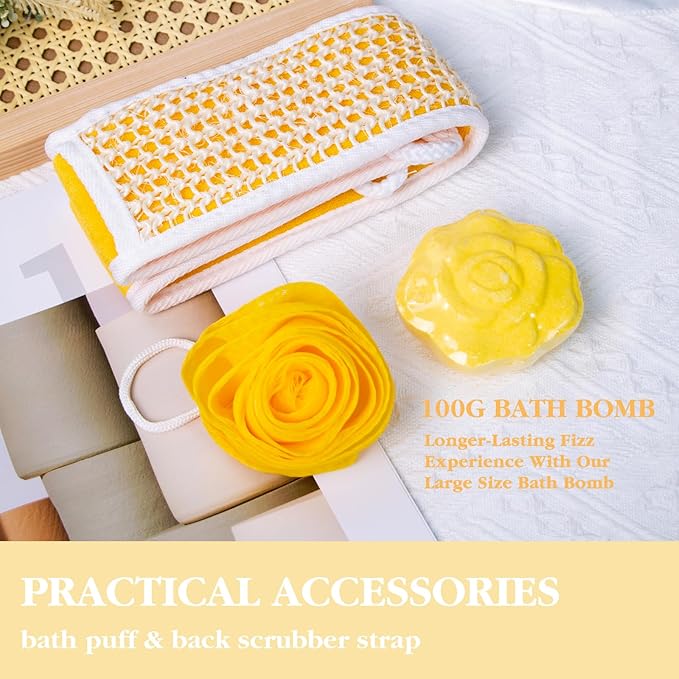 Mothers Day Birthday Spa Gifts for Women, 8pcs Honey Almond Bath Gift Set for Women, Relaxation Self Care Spa Kit W/Bath Bomb, Bubble Bath, Mom Sister Female Christmas Thank You Gifts