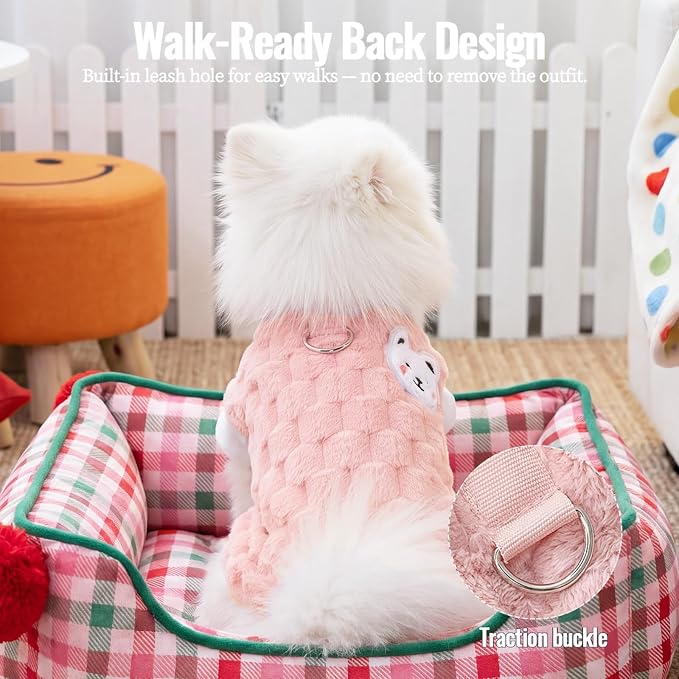 Dog Sweater for Small Dogs Puppy Cats Winter Warm Soft Pet Clothes Pullover Cute Extra Small Dog Apparel, Cat Sweaters for Cats Only Fit Chihuahua Yorkie(Pink, L)