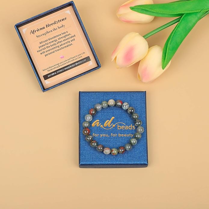 AD Beads Handmade Gemstone Stretch Elastic Bracelet Crystal Healing Reiki Nature's Beauty and Spiritual Essence Unisex