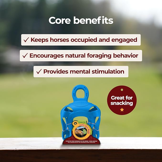 Horsemen's Pride Jolly Hay Ball Stall Toy for Horses, Blue, 8"