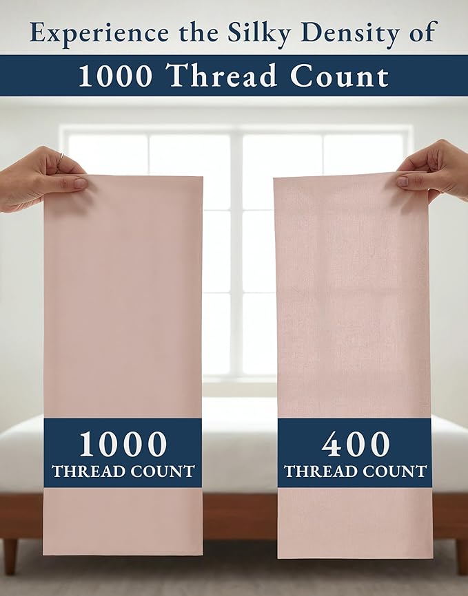 LANE LINEN Luxury 100% Egyptian Cotton Bed Sheets Twin Size - 1000 Thread Count, Fully Elasticized Reinforced 15" Extra Deep Pocket Twin Sheets, Soft & Comfy Sateen Weave for Silky Finish-Sepia Rose