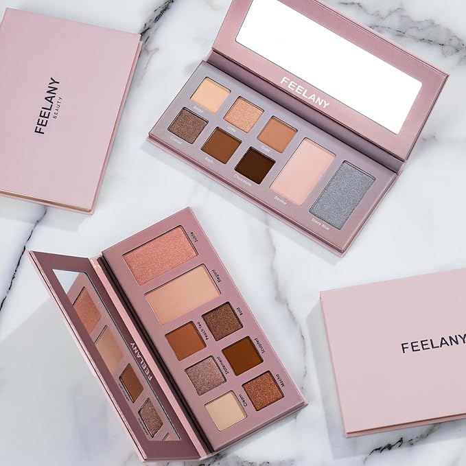 PROFESSIONAL MAKEUP Long Lasting Waterproof Eyeshadow Palette 11 Ultra-pigmented Shimmer & Matte Shades and Naked & Brown Warm Neutral makeup palette with Mirror - Blendable Multi-Purpose