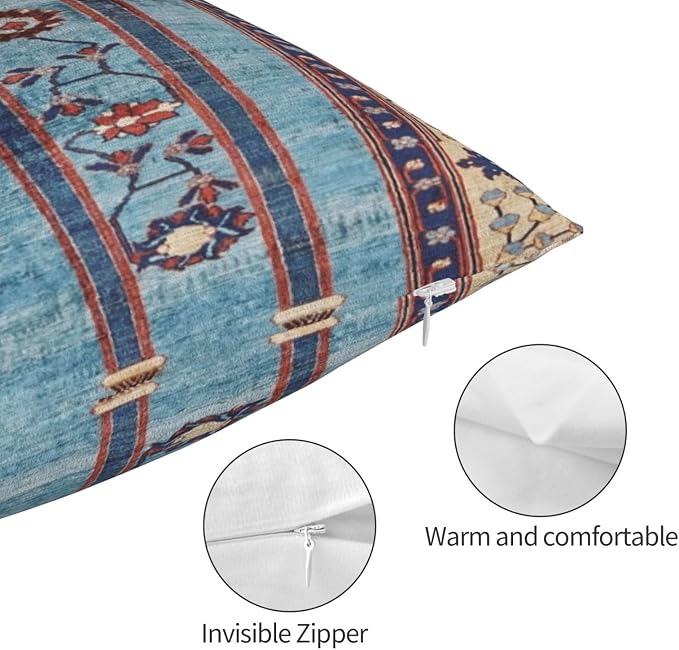 Antique Persian Silk Rug Print Pillow Covers Decorative Lumbar Throw Pillowcase 12x20 Inch Couch Cushion Cover for Home Decor Living Room Bedroom College Dorm Bed Car Sofa