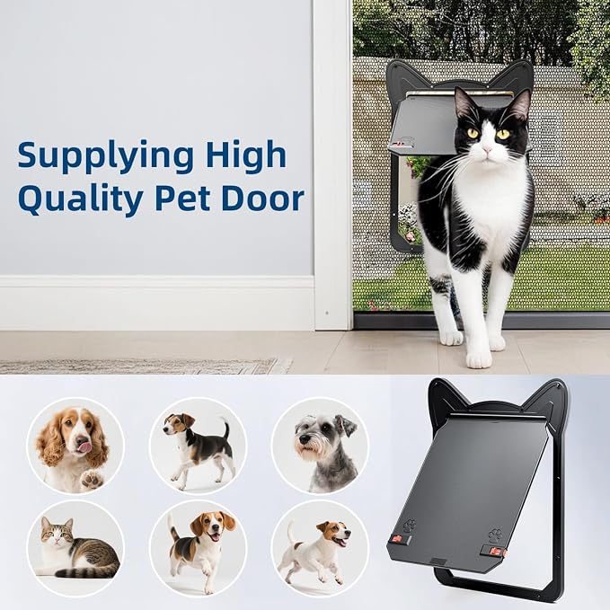 AuraSphere Pet Screen Door Magnetic Lock for Small Dogs and Cats | Size XL (11.1x8.94in). For Screen Doors. Easy DIY Install. Durable, Scratch-Resistant. Safety Latch for Pets.