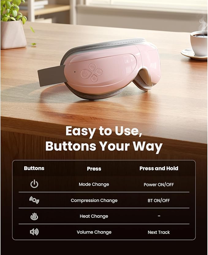 BOB AND BRAD Eye Massager FSA Eligible/HSA Eligible, EyeOasis 2 Temple Massager with Heat, Smart Eye Mask for Migraine with BT Music, Reduce Dry Eyes Improve Sleep, Christmas Gifts for Women Mom Wife