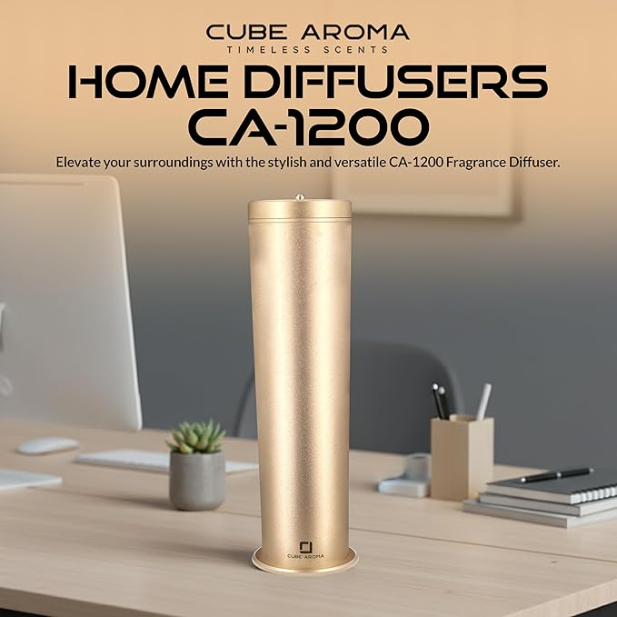 CA-1200 Gold Diffuser w/Fragrance- Aromatherapy Diffuser - Essential Oil Fragrance Diffuser - Smartphone Control - Timer - Adjustable Mist Intensity - Perfect for Home & Office