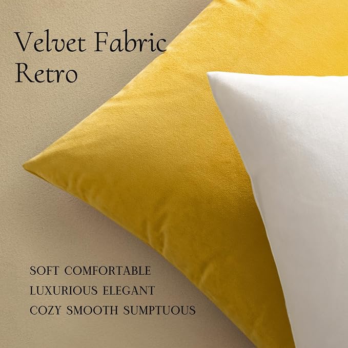 MIULEE Velvet Throw Pillow Covers 18x18 Inch Pack of 2 Lemon Yellow | Soft Solid Decorative Pillow Covers, Modern Luxury Home Decor, for Couch Chair Sofa Bedroom Livingroom