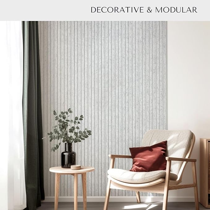 Large Felt Bulletin Board 48 x 36 Inch - 12-Pack Square Acoustic Wall Panels, Cork Board Alternative, NRC 0.95, Damage-Free Adhesive, Slatted Design for Home, Classroom (Marble)
