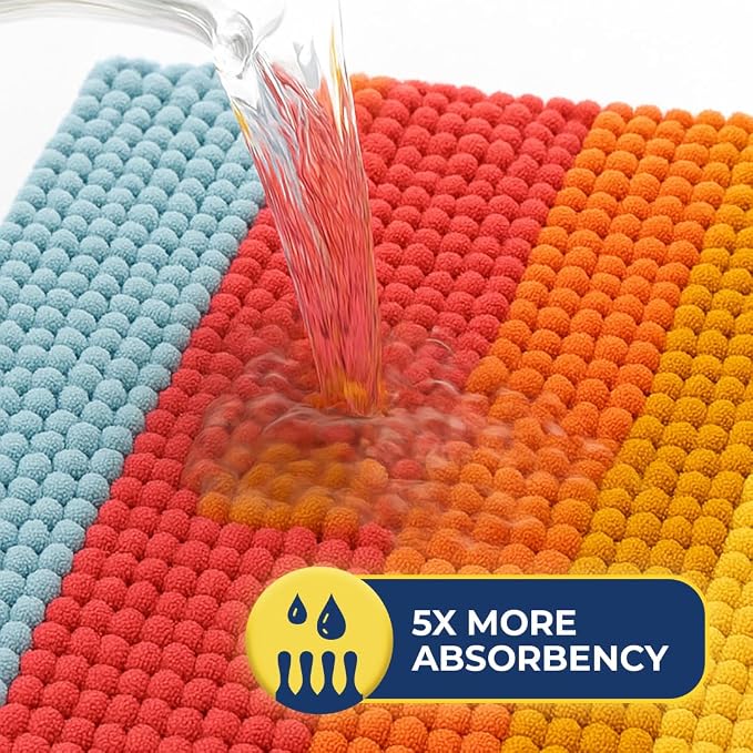 Muddy Mat® Super Absorbent Loop-Thread Chenille Dog Door Mat for Muddy Paws – Non-Slip, Machine Washable Indoor Entry Rug, Quick-Dry Pet Mat for Entryway – Candy Stripes 19"x30"