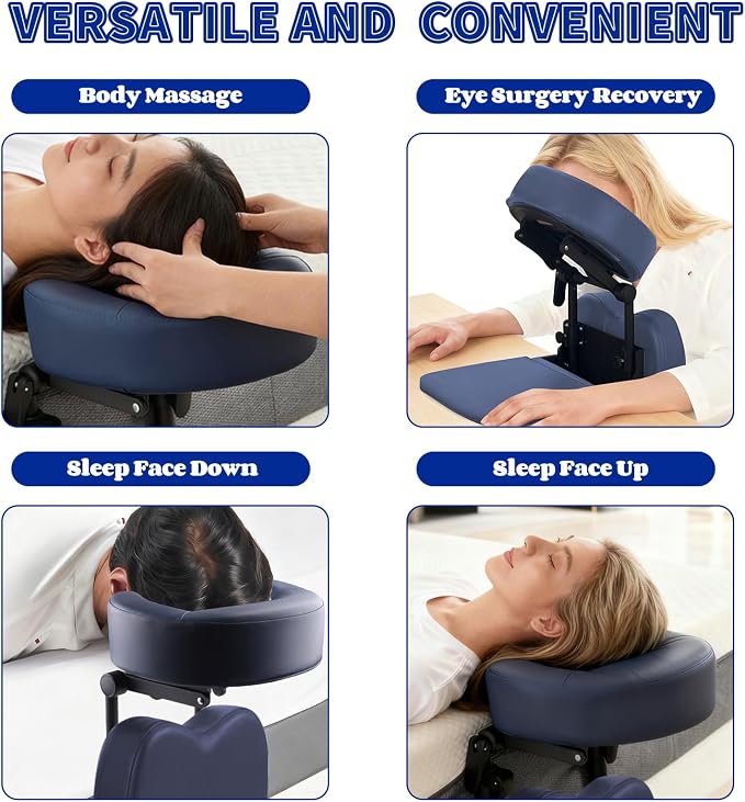 TOROKOM Massage Portable Face Down Massage Kit for Desk and Table Top, Adjustable Headrest Face Pillow Cradle & Chest Pad(Blue)