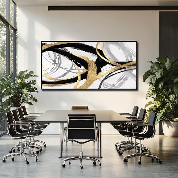 Large Canvas Wall Art Room Decor Framed Wall Art Abstract Line Paintings Home Decoration for Living Bedroom Office 29"x58"