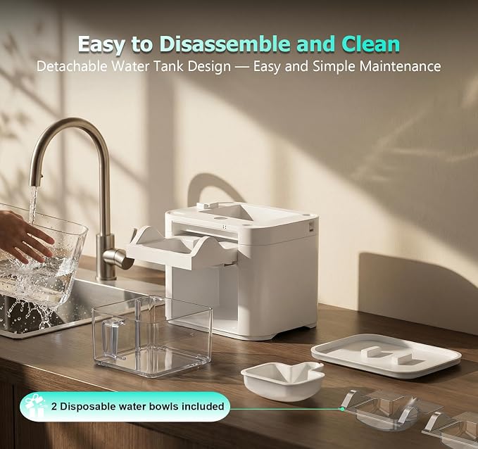 Cat Water Fountain, Wastewater Separation & No Filter Cotton, Pet Water Dispenser with 4000mAh 4L Large Capacity Tank, Wireless Automatic Water Fountains for Cats Indoor Cat Watering Supplies
