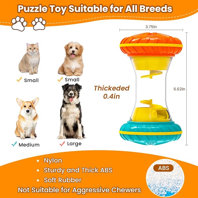 BoYoYo Interactive Dog Toys, Dog Puzzle Toys for Smart, Dog Enrichment Toy to Keep Them Busy, Treat Dispensing Toy Slow Puzzles Feeder, Yellow