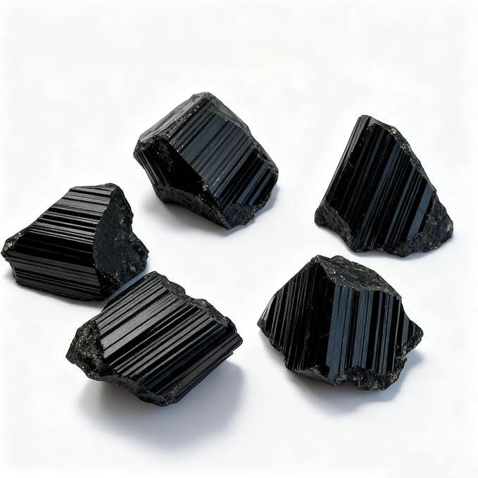 Bulk Raw Crystals - Beginner DIY Healing Crystal Set, 0.6-1.2” Natural Unpolished Gemstones for Terrarium, Meditation, Tarot, Grids, Aroma Stone, 0.45lb (Black Tourmaline-L)