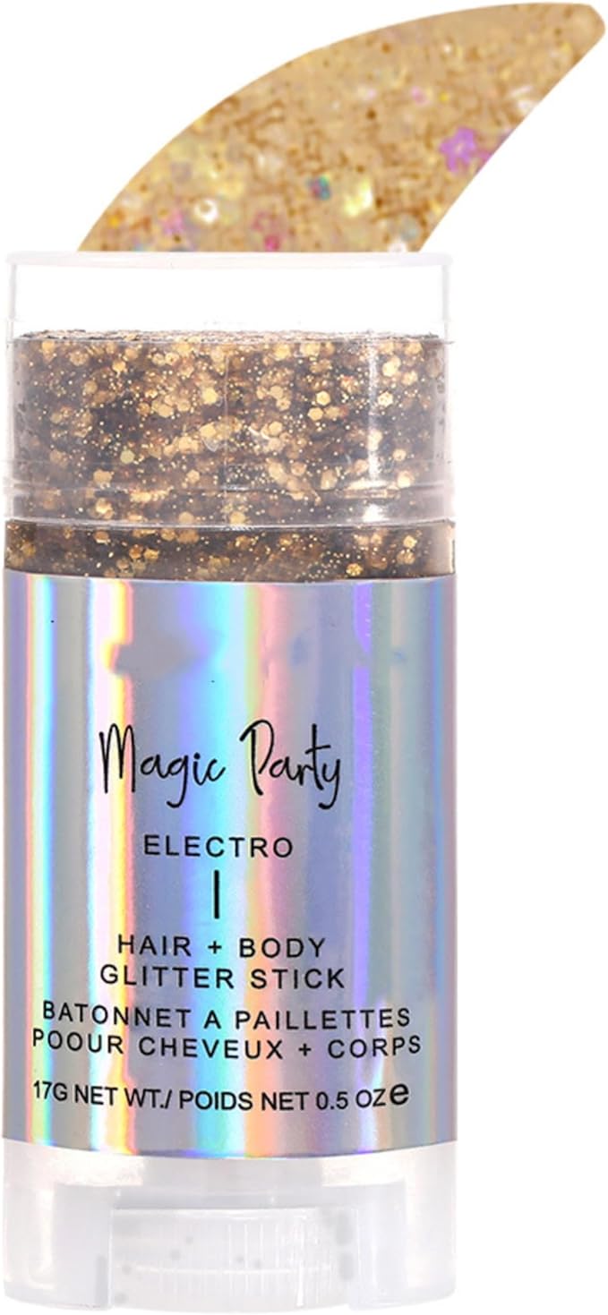 MAEPEOR Body Glitter Stick 6 Colors Holographic Mermaid Sequins Chunky Face Glitter Stick Singer Concerts or Music Festival Rave Body Makeup (Color 03)