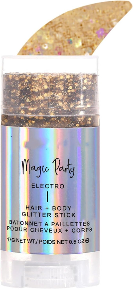 MAEPEOR Body Glitter Stick 6 Colors Holographic Mermaid Sequins Chunky Face Glitter Stick Singer Concerts or Music Festival Rave Body Makeup (Color 03)