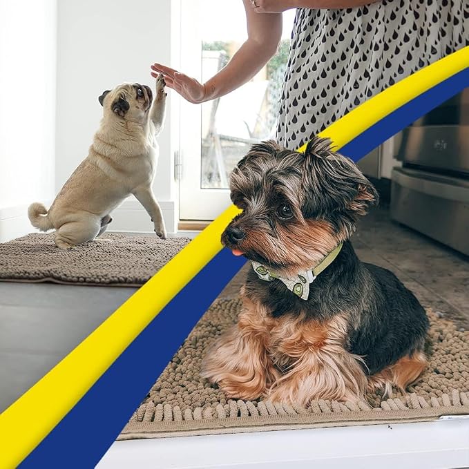 Muddy Mat® | Super Water Absorbent Door Mat Indoor, Microfiber Quick Dry Chenille Entryway Rug, Slip Resistant Front Door Mat, Indoor Mats for Entryway, Machine Washable Pet Rug, Taupe 28" x 48"