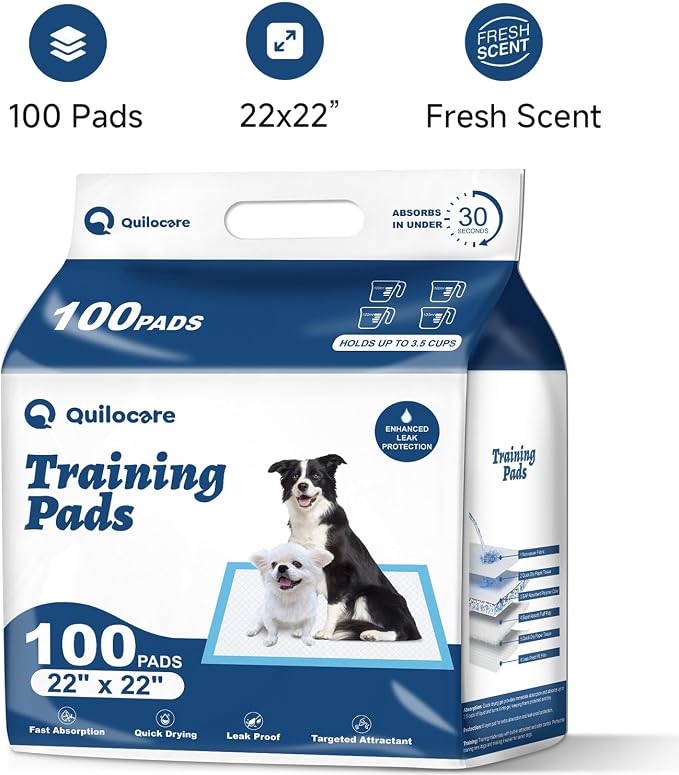 100 Count 22” x 22” Disposable Dog Pee Pads | Super Absorbent Leakproof Puppy Pads Quick Drying, Pee Pads for Dogs, Potty Dog Training Pads