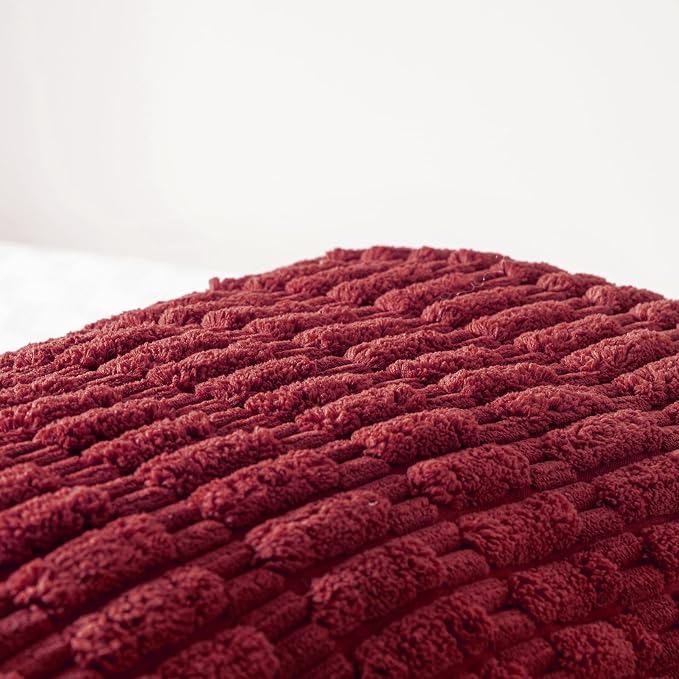 Fancy Homi Decorative Throw Pillow Covers for Bed Couch Bedroom Bench, Soft Corduroy Solid Pillow Case, Rustic Farmhouse Boho Room Decor,54" x 20" (Pack of 1),Burgundy