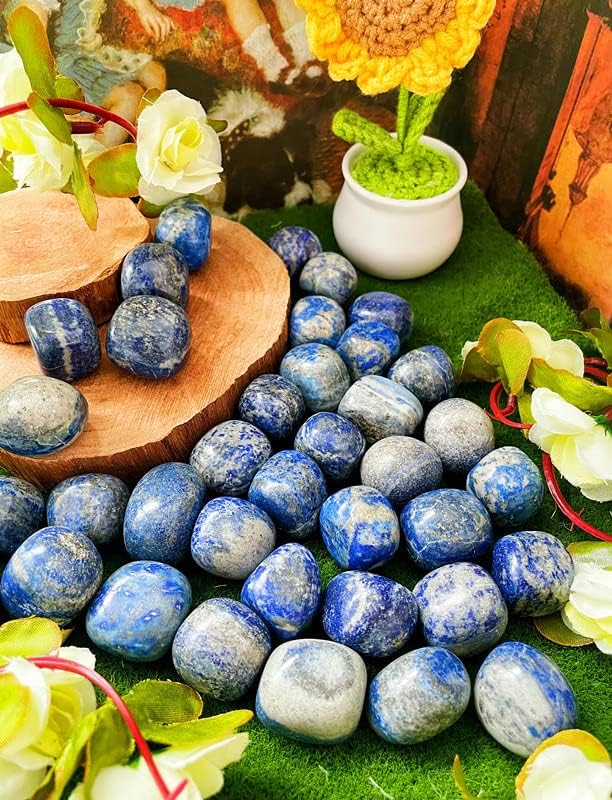 DUQGUHO Lapis Lazuli Healing Crystals Stones Set Natural Crystals Bulk Irregular Tumbled Polished Crystal Stones Bulk Rocks 0.45 lbs