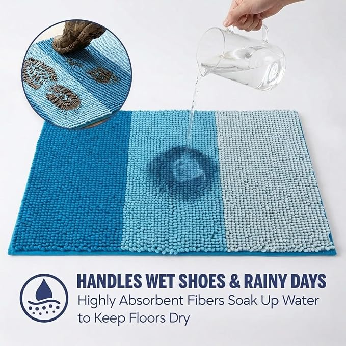 Muddy Mat® Super Absorbent Loop-Thread Chenille Dog Door Mat for Muddy Paws – Non-Slip, Machine Washable Indoor Entry Rug, Quick-Dry Pet Mat for Entryway – Ocean Fade 19"x30"