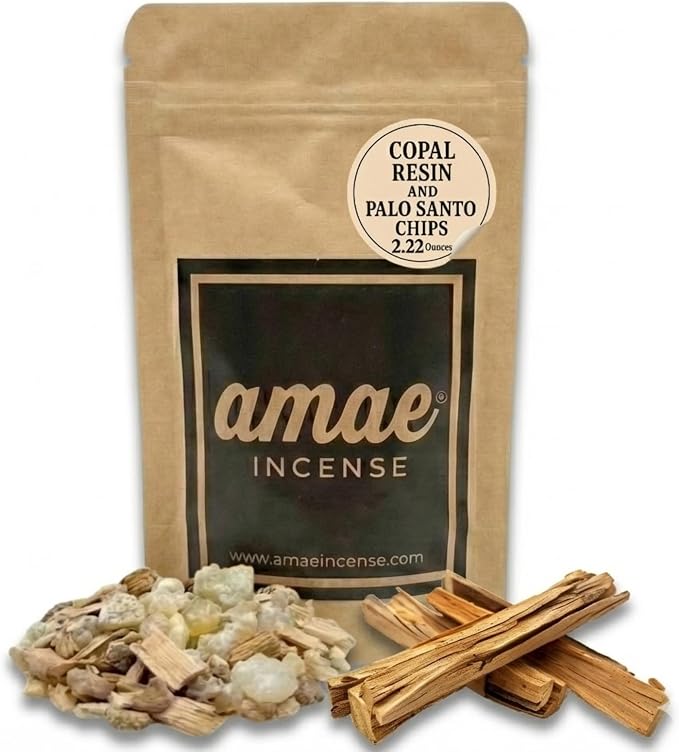 Natural Resin, Herbs & Essence Meditation Mix - Copal & Palo Santo Sacred Blend with Warm Woodsy Aroma - Loose Incense for Cleansing Rituals, Ceremonies & Home Fragrance - 2.22 oz.