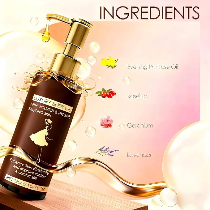 Body Firming Oil – 4.06 FL OZ | Tightening & Hydrating Treatment | After Shower Body Oil For Women | Natural Body Luxury Oil for Dry Skin | Lightweight, Non-Greasy, Nourishing Formula