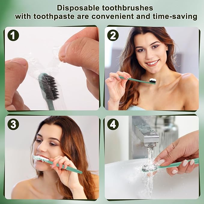 HOFASON Disposable Toothbrushes with Toothpaste 200 Pack, Travel Bulk Toothpaste and Toothbrush Set, Travel Size Tooth Brush Paste, Individually Wrapped Toiletries for Homeless, Nursing Home, Hotel