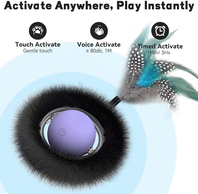 Interactive Cat Toy, Motion Activated Ball & 7 Holes Maze Hide and Seek Mat | Exercise Game for Indoor Cats, Automatic Moving Cat Ball Toy Mouse Catching in Pouch, Rechargeable Kitten Toy, No Cat No Life