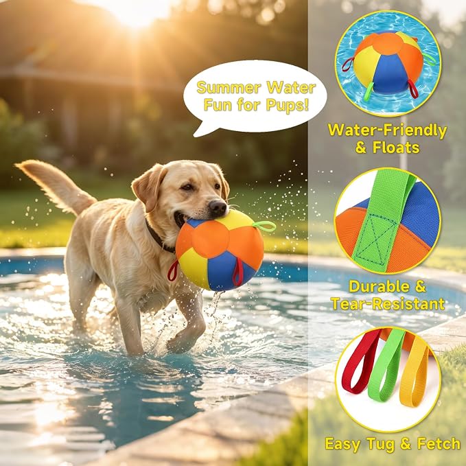 Herding Ball for Dogs, Inflatable Dog Ball for Outside Play, Calming Jumbo Ball for Dogs with Handles, Interactive Herding Toys for Border Collies, Australian Shepherds, Blue Heelers, Horses (22'')