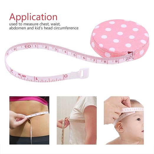 Haofy 150cm 60in Retractable Tape Measure for Body Fitness Measuring Chest Waist Hip Thigh Arm Shank Suitable for Adults Children Workout Tracking (No. 4 Rose Base with White dots)