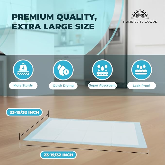 Dog Pee Pads – 23.6 x 23.6 Inch Super Absorbent Puppy Training Pads with Leak-Proof Gel Core – 40-Count Pack, Quick-Dry, Odor Control & Multi-Layer Protection