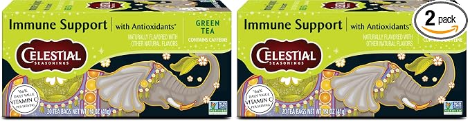 Celestial Seasonings Immune Support Green Tea 20 Tea Bags (Pack of 2)