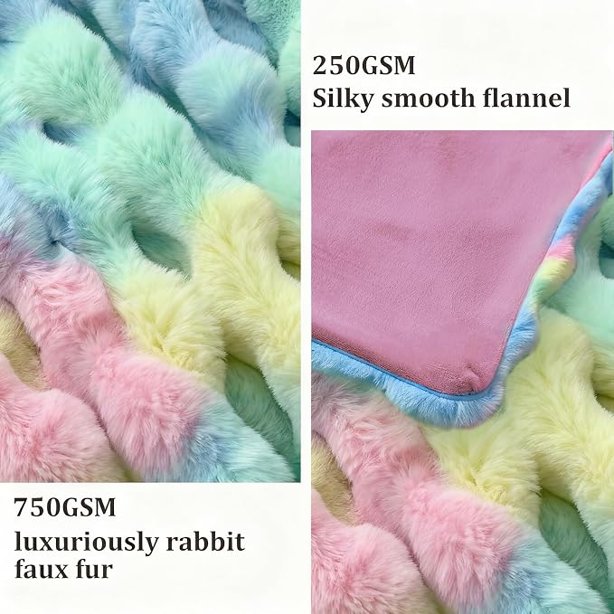 Faux Fur Throw Blanket for Couch, 1000 GSM Cozy Fuzzy Fluffy Soft Plush Thick Bubble Sherpa Blanket for Sofa Bedroom Living Room, Mothers Day Birthday Gifts for Women Home Decor