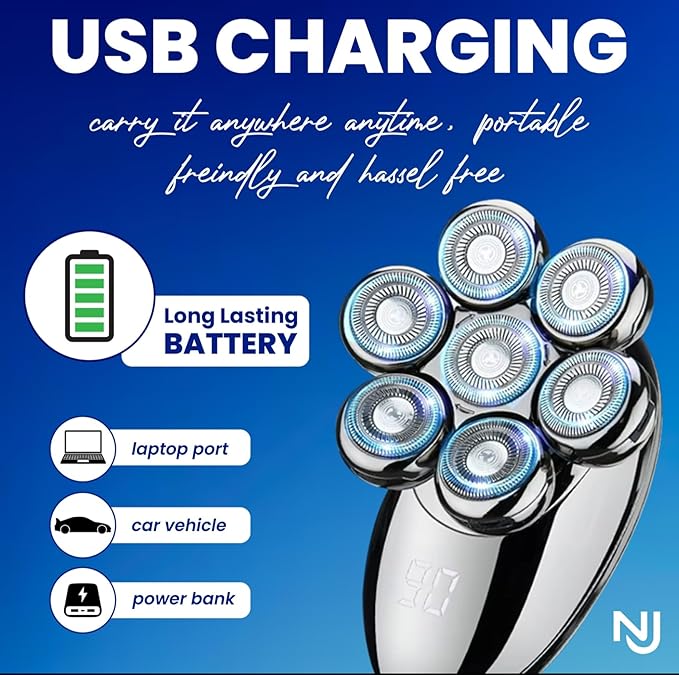 Head Shavers for Bald Men Electric Razor Dry/Wet IPX8 Waterproof 5 in 1 Head Razor Rechargeable LED Display High Speed Motor Head Shaver for Face Body Ear Nose Trimmers Cordless Portable Shaver
