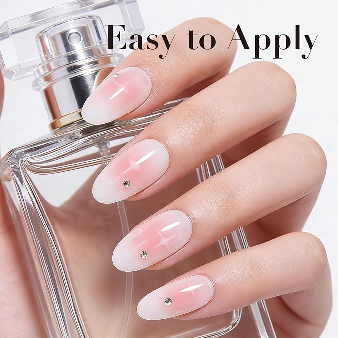 AZUREBEAUTY Jelly Pink Nail Polish Sheer Light Peach Translucent Color Quick Dry Natural Regular FingerNail Polish no Gel Home Salon DIY Women Gift
