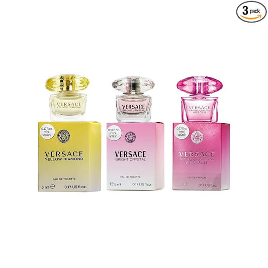 Versace Perfume Gift Set for Women – Mini Variety Gift Set Trio Collection – Absolu, Bright Crystal, Yellow Diamond | for Women, Mini, Variety, Trio Collection