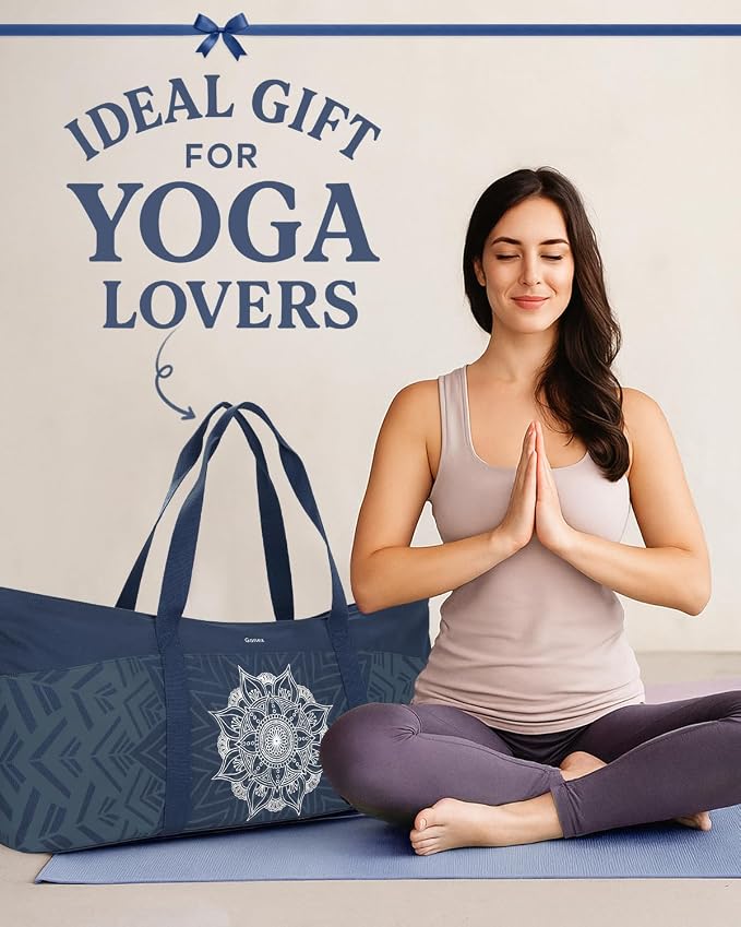 Gonex Yoga Mat Bag, Extra Canvas Gym Bag with Waterproof Pocket Metal Zipper, Fits Mat & Blocks, Stylish Yoga Mat Carrier for Women, Ideal for Yoga, Pilates, Workout, Travel