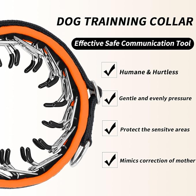 Martingale No Pull Dog Collar for Large Medium Small Dogs, Heavy Duty Nylon Reflective Adjustable Anti Pull Slip Collar with Buckle for Training Walking S Black Orange