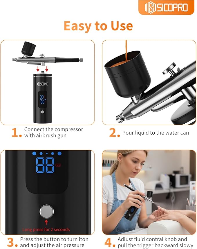 Airbrush Kit, Cordless Airbrush for Nails, Air Brush Kit With Air Compressor for Models/Shoes/Cakes/Hair, Air Brush Guns For Painting