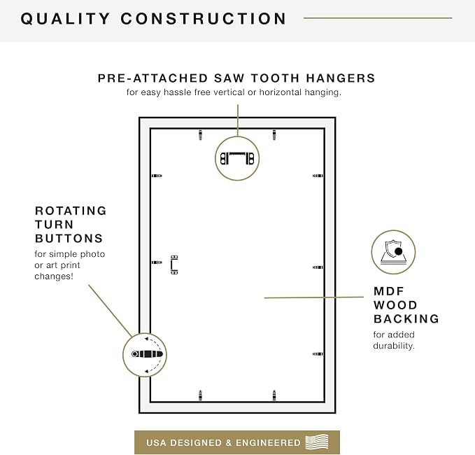 MCS Studio Gallery 14x22 Poster Frame Black Woodgrain Engineered Wood, Vertical & Horizontal Wall Hanging Large Picture Frame for Photos, Posters & Art Prints (1-Pack)