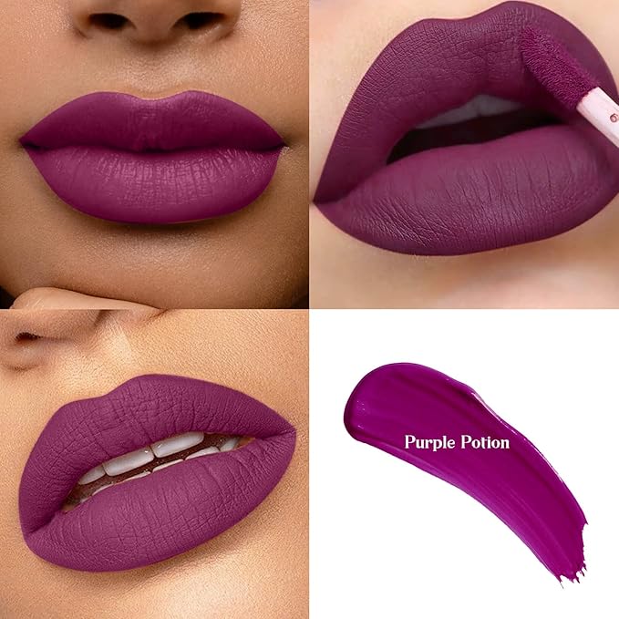 3-Pack Multicolor Matte Liquid Lipstick Set –Urban Chic, Purple & Fresh Petal – Long-Lasting, Smudge-Proof, Waterproof – High-Pigment, Transfer-Resistant Colors for All-Day Wear