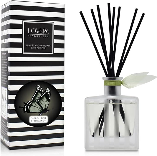 Reed Diffuser Set, Unwind Eucalyptus & Mint Scented Oil Diffuser with Sticks, Home Fragrance Accessories for Bathroom Shelf Decor, Aroma Diffusers for Home or Office Desk, USA Made