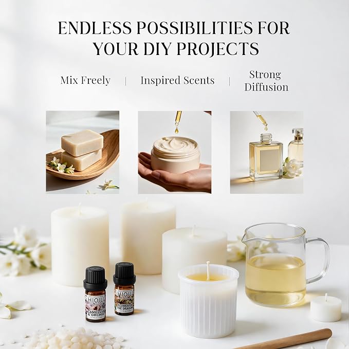 HIQILI Discovery Fragrance Oil Gift Set for Diffuser, Candle & DIY Perfume | Ideal for Candle & Perfume Making, Long-Lasting Scent from 8 Curated Notes, Non-Toxic, Beautiful Packaging