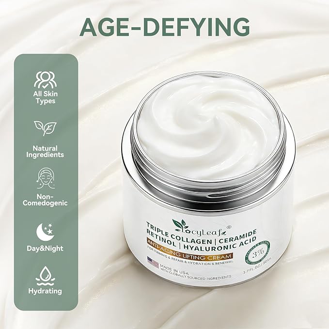 Retinol & Niacinamide Anti-Aging Face Cream - With Ceramides & Hyaluronic Acid for Wrinkle Reduction, Firming- Day and Night Daily Moisturizer — Suitable for Face and Neck -Made in USA-1.7 fl oz