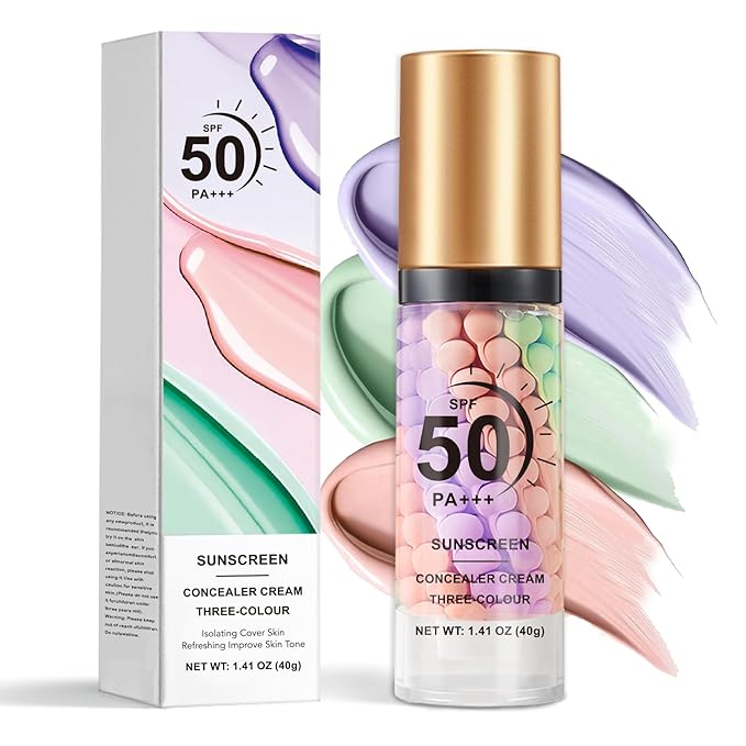 Color Correcting Facial Serum SPF 50 PA+++ Sunscreen Isolation Cream One Step Color Corrector Moisturizing Brightening Makeup Primer for Face Before Makeup Radiance Skin