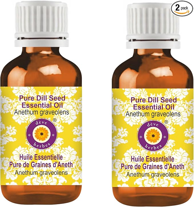 Deve Herbes Pure Dill Seed Essential Oil (Anethum graveolens) Steam Distilled (Pack of Two) 100ml X 2 (6.76 oz)
