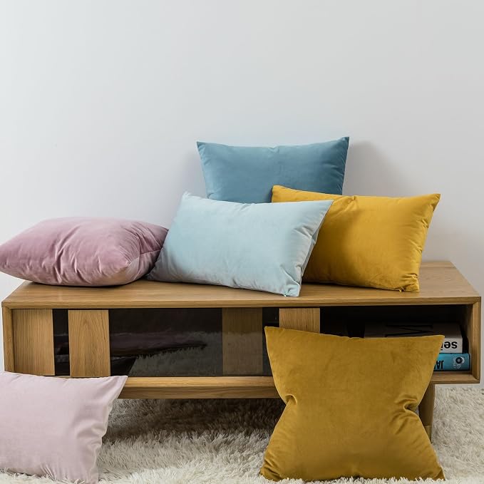 28x28 Pillow Covers Decorative Velvet Throw Pillow Covers Set of 2,Gold | JUSPURBET Luxury Euro Cushion Covers with Invisible Zipper for Modern Couch Sofa Bed Living Room Bedroom Home Decor