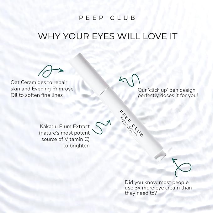 Peep Club Anti-Aging LidStick – Optometrist Formulated Overnight Eye Balm For Fine Lines, Hydrating, Soothing, Perfect for Sensitive Eyes, Oat Ceramides, Primrose & Manuka Oil, Vit C, Travel-Friendly